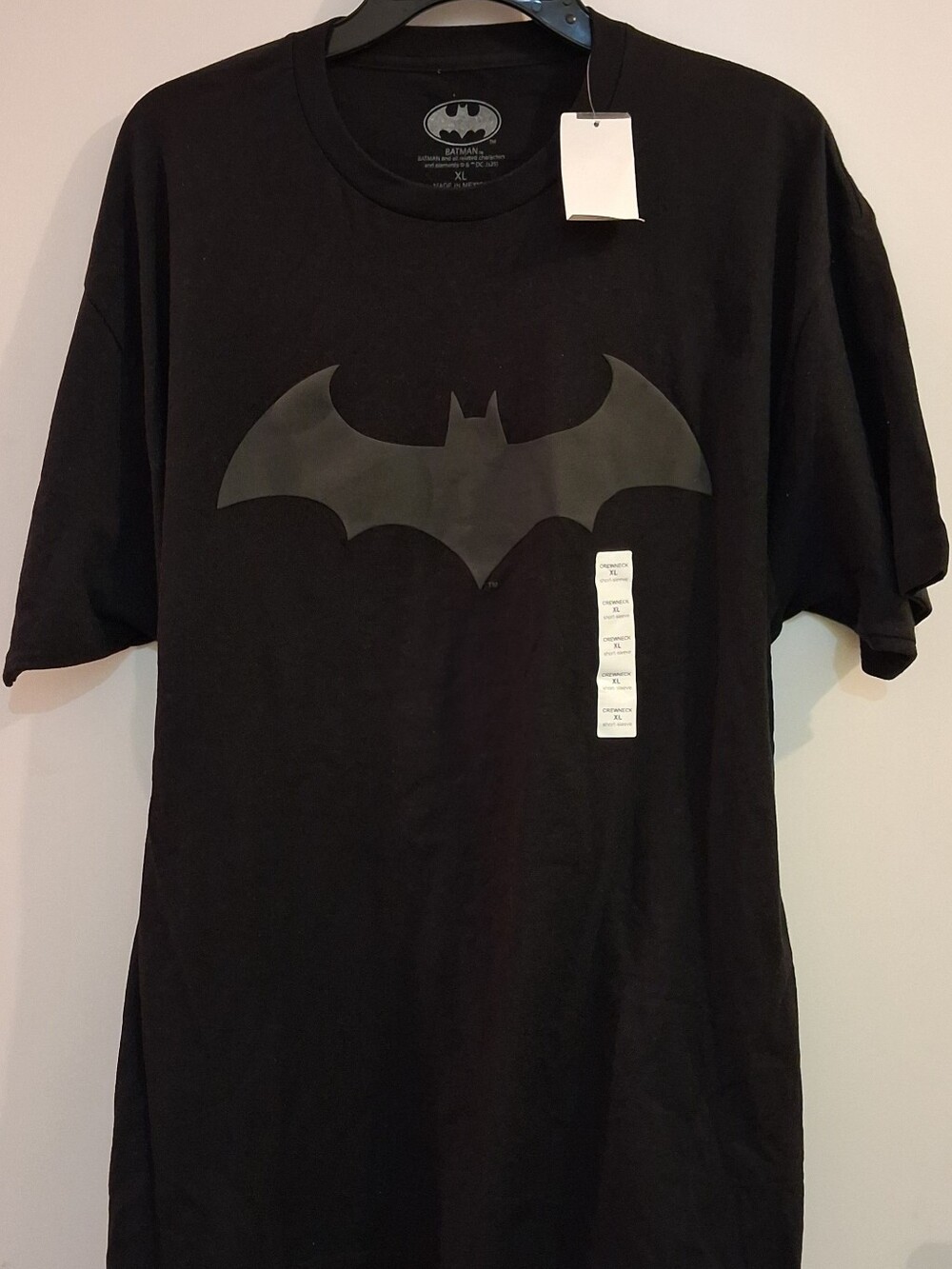 Batman Gray Logo Black T-Shirt XL 100% Cotton DC Comics Brand New